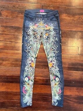 MOTHER Floral Print Skinny Jeans - Blue